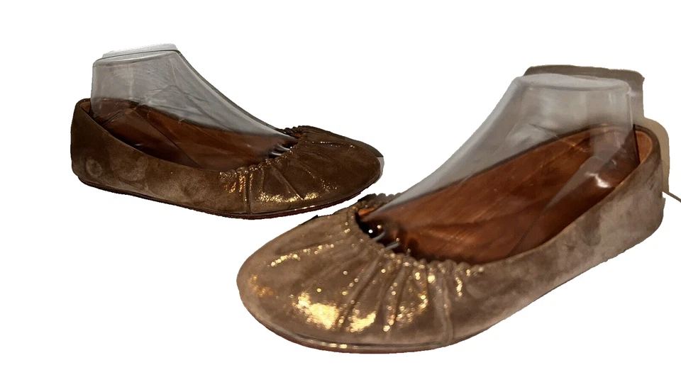 GENTLE SOULS para Eileen Fisher 9M Cuero Bronce Metálico BAYSIDE Ballet Pisos Foto 2 de 4