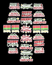 24 Beautiful DIE CUT CARD TOPPERS Merry Christmas Greetings Cardmaking