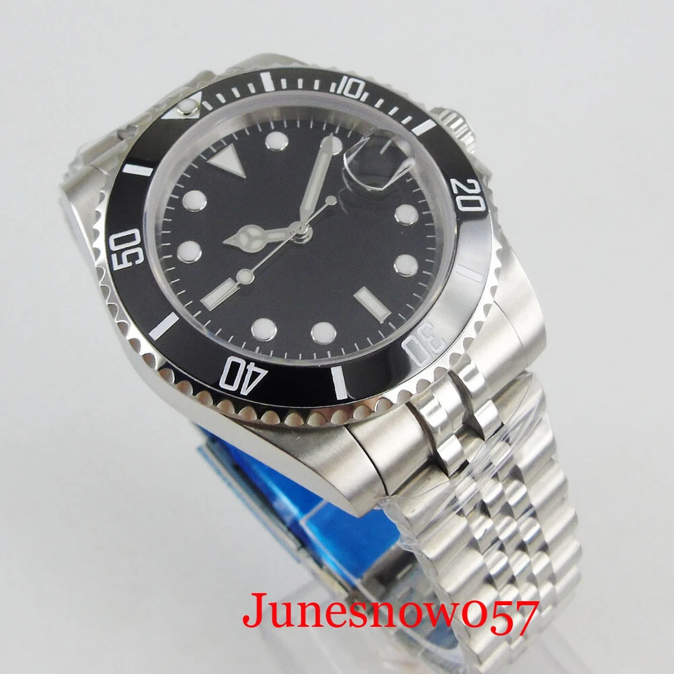 Reloj Pulsera Hombre Lujo Movimiento MIYOTA 40mm Caja Plateada Cristal Zafiro Fecha  Foto 4 de 4