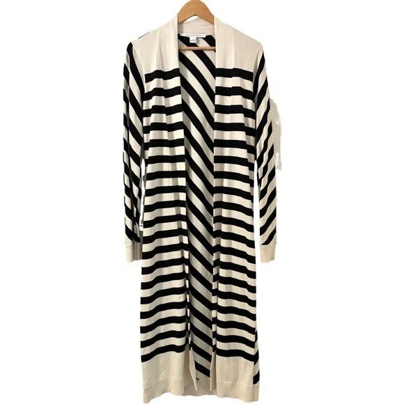 Cárdigan plumero de seda a rayas Diane von Furstenberg Carlisle en negro talla S Foto 4 de 4