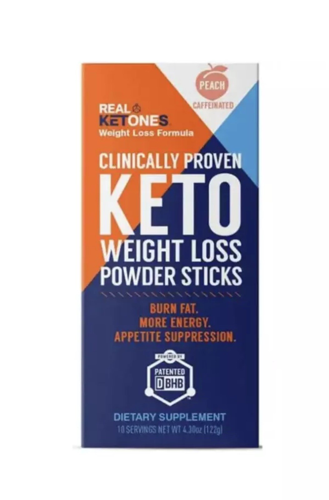 Real Ketones Peach Keto DBHB Caffeine Weight Loss (EXP 07/2024