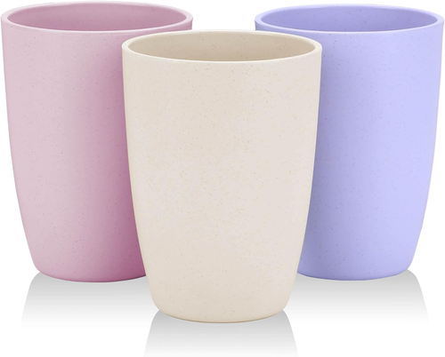 Wheat Straw Reusable Cup - Unbreakable Drinking Glasses Set of 3 - Dishwasher Sa