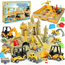 Sand Construction Site Kit - 37 Pcs Play Sand Art Kit with 8 Construction