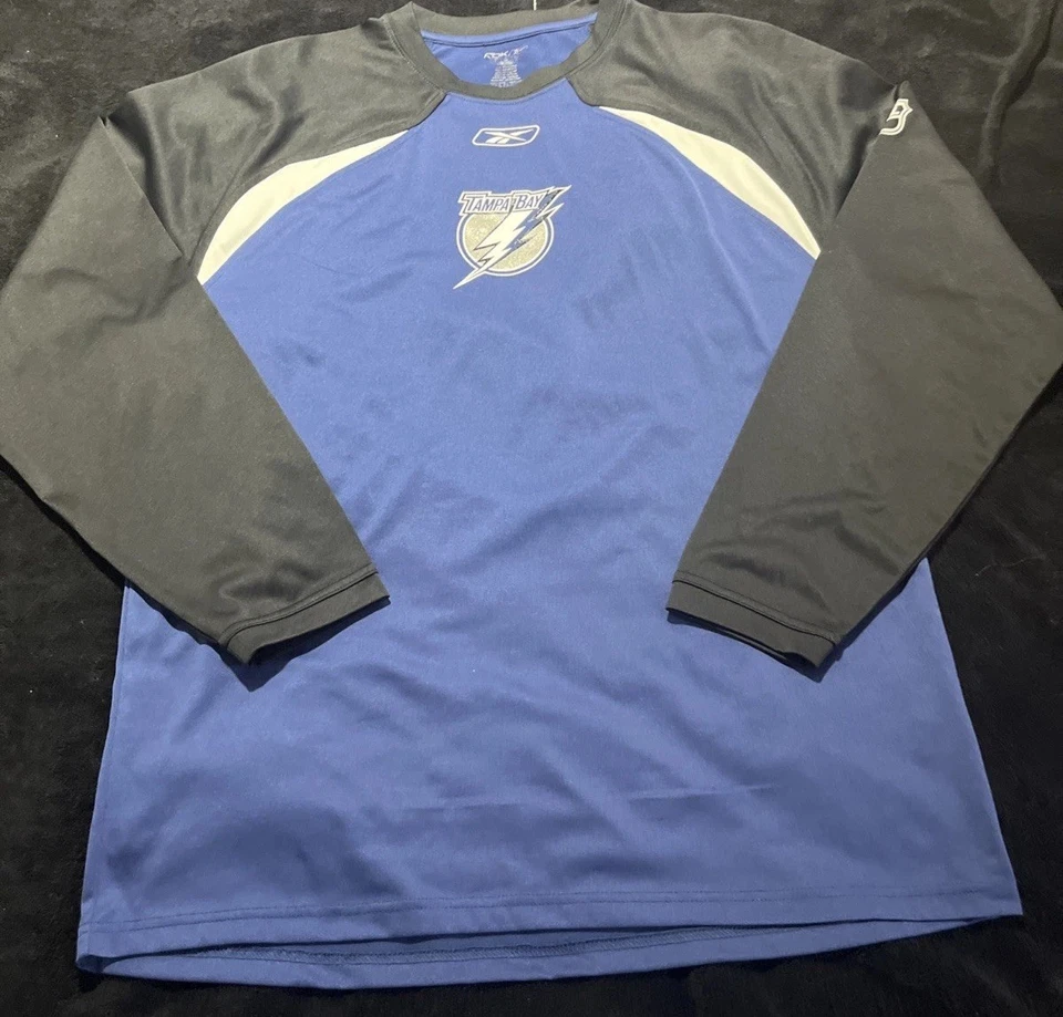 Tampa Bay Lightning Jersey Shirt Sz-(m) Men’s Blue Long Sleeve Play Dry Reebok - Image 2 of 4