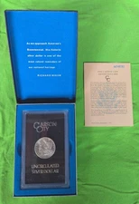 1884 CC CARSON CITY MORGAN SILVER DOLLAR  WITH BOX & COA Uncirculated