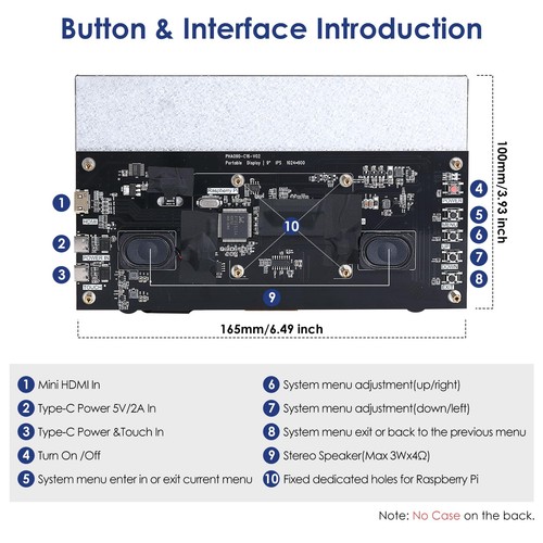 Monitor Pantalla Táctil Raspberry Pi 9 Pulgadas 1024x600 HDMI Monitor 16:9 IPS... - Imagen 7 de 8