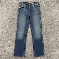 Ariat Jeans Boys 14 Medium Wash B5 Slim Straight Denim Western Cowboy Whiskering