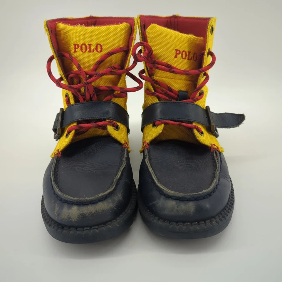Botas Polo Ralph Lauren Ranger Hi II para niños talla 4,5 cuero azul/amarillo Foto 3 de 4