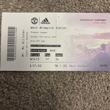 17/18 Manchester United vs West Brom Albion  (Premier League) **Ticket**