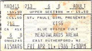 KISS CONCERT TICKET STUB APR 11 1986 MEADOWLANDS ARENA