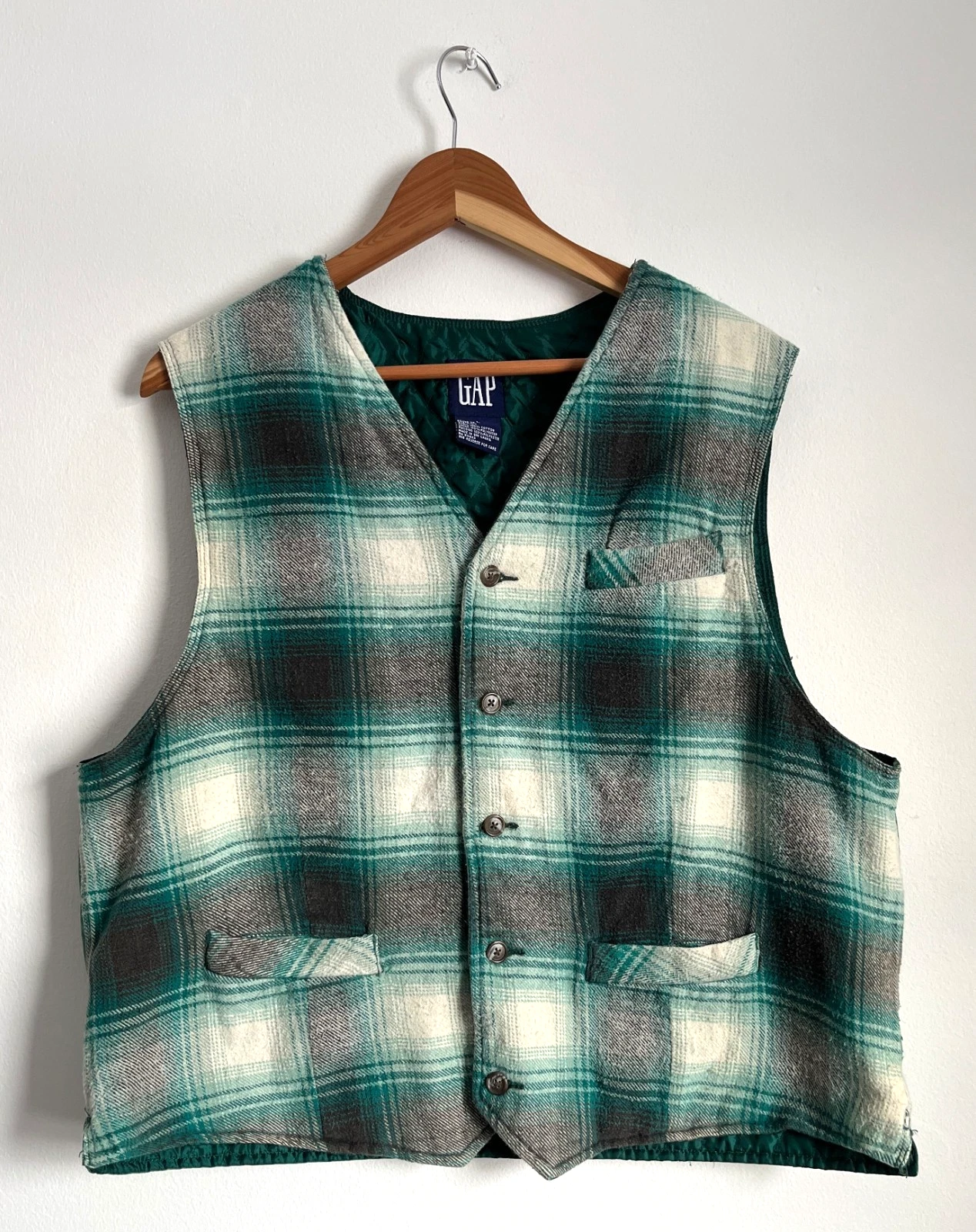 Men's Vintage 90s Gap Plaid Vest Sz L