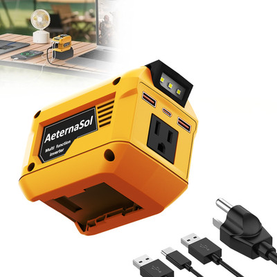 250W Power Inverter Compatible with DeWalt 20V Battery  2 USB & 1 Type-C Outdoor