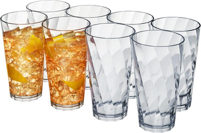 Optix Plastic Reusable Drinking Glasses (Set of 8) 20Oz Water Cups in Clear | Bp
