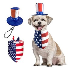 4th of July Dog Bandana Uncle Sam Dog Hat American Flag Dog Bandana Triangle