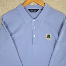 POLO GOLF x PINE VALLEY Mens Size XL Cotton Polo Shirt Blue Short Sleeve Golf