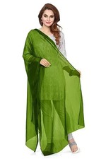 Chiffon Dupatta Green Casual Wear Lightweight Ethnic Scarfs Long Stole Hijab