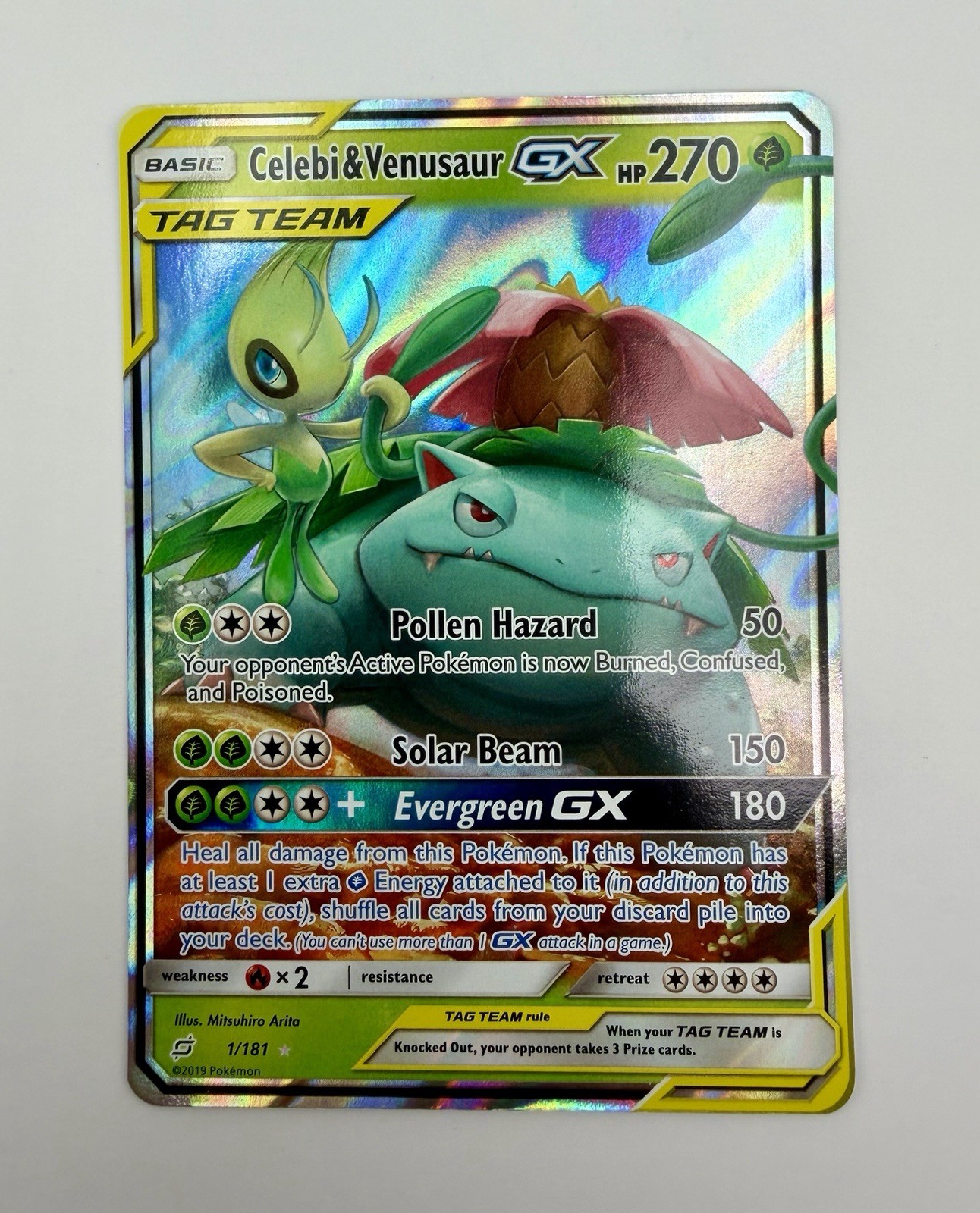 Celebi & Venusaur GX - NM - 2019 Pokemon Team Up - Ultra Rare - #1