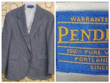 Pendleton Men's 42 Gray Virgin Wool Brass Buttons Sports Coat Jacket Blazer