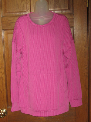 Heimish USA Magenta Raised Ribbed Top with Kangaroo Pocket - Size 1XL