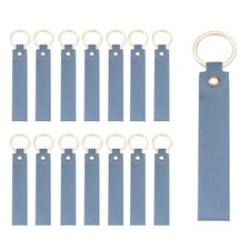 20Pcs PU Leather Laser Engraving Keychain Blanks Blue 5.3" x 0.8"
