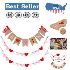 Charming Preassembled Valentine's Day Burlap Banner  Heart Garland Decor