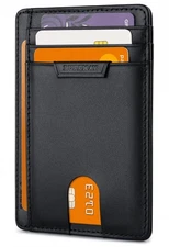 Slim for Men Women Minimalist Small Leather Front Pocket with RFID Blocking