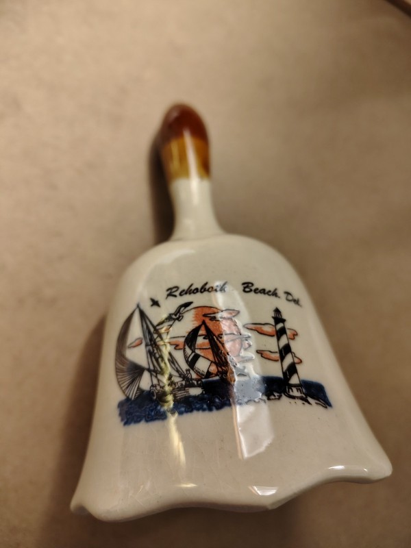 old vintage rehoboth beach souvenir porcelain hand bell