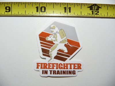 FIREFIGHTER IN TRAINING JOKE PRANK SMALL STICKER DECAL JOB WORK OCCUPATION