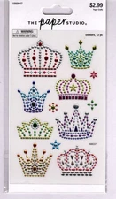 The Paper Studio JEWELED CROWNS (12pc) DIMENSIONAL JEWELED STICKERS scrapbooking