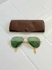 Vintage Gold Ray-Ban Bausch  Lomb 12K GF Green Aviator Sunglasses with Case