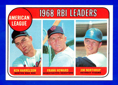 1969 TOPPS #3 RBI LEADERS HAWK HARRELSON FRANK HOWARD NORTHRUP CARD -- NM MINT