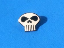 PUNISHER Skull Logo Silver Metal & Enamel Pin Back vtg Marvel