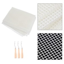 1 Set Reusable Rug Hooking Mesh Canvas Kit with Crochet Needle for Home Use