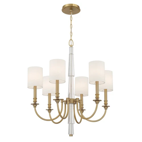 Crystorama Lloyd 6 Light Chandelier, Aged Brass/White - LLO-486-AG - Picture 1 of 1