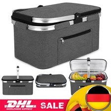 30L Einkaufskorb Picknickkorb Isolierkorb Thermo Tragetasche K&uuml;hltasche 44x29x28