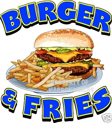 HARBOUR SIGNS Burger & Fries Decal 14" Hamburger Food Truck Restaurant Concession Sticker