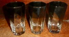 VIintage Mid Century Modern Ombre Mercury Fade Octagonal Swirl Tumblers (3) 5.5"
