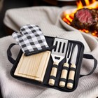 Grillbesteck Set 6 tlg. Grill Zubehör Set Grillzange Grillmesser Grillspieß