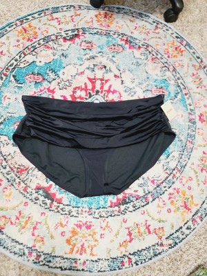 NWT EVRI Black Shirred Side Midrise Bikini Bottom 4X