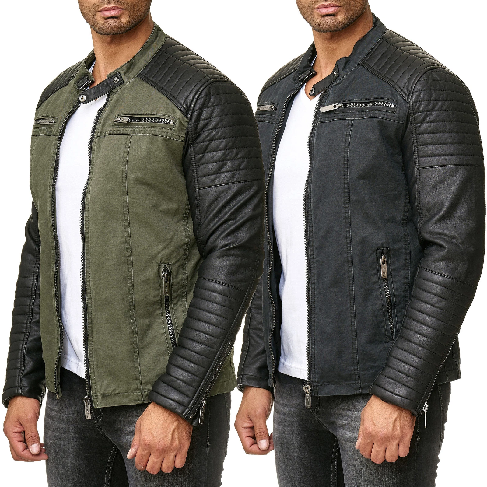 Redbridge men's between-seasons jacket biker jacket faux leather cotton TRBC M6070