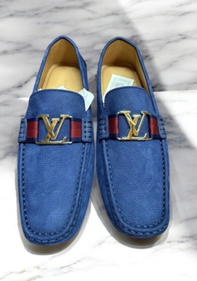 Louis Vuitton Blue Suede Ribbon Monte Carlo Slip On Loafers