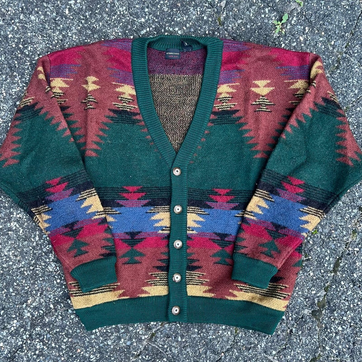 60’s Crazy Pattern Wool Cardigan 60s? Crazy Pattern Wool Cardigan