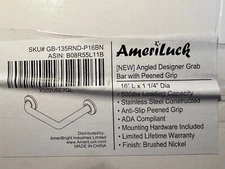 Ameriluck 1-1/4" X 16" Stainless Steel Angled Grab Bar with Anti-Slip
