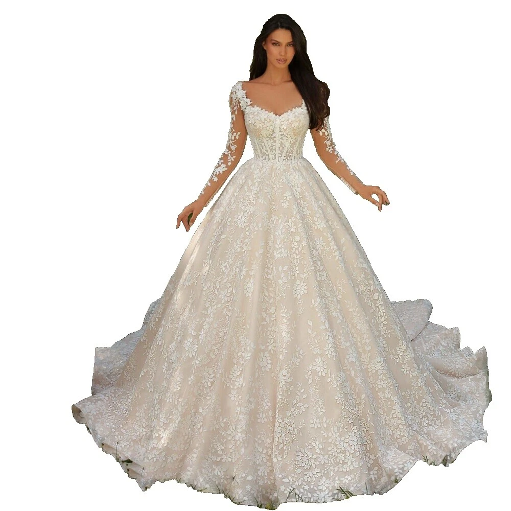 Princess Long Sleeve Empire Waist Wedding Dresses