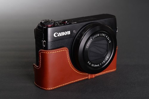 Handmade Vintage Genuine real Leather Half Camera Case bag cover for Canon G7X - Picture 2 of 7