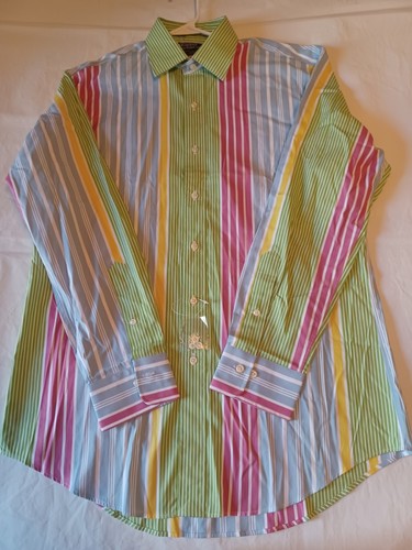 Polo Ralph Lauren Men's Curham Colorful Stripe Cotton Dress Shirt 16 32/33 New