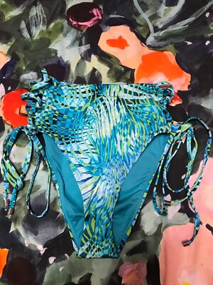 NEW Victoria s Secret high waist swimpants - green palms - size M