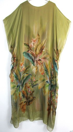 Ladies Lagenlook 100% Silk Floral KaftanStyle Lined Summer Dress OneSize:Regular - Bild 37 von 43