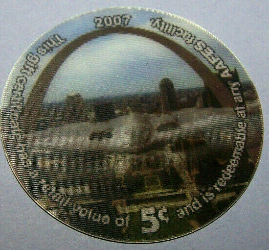 10C5 St. Louis Arch 5 Cents 2007 AAFES Lenticular Pogs Extra Fine - Image 2 of 2