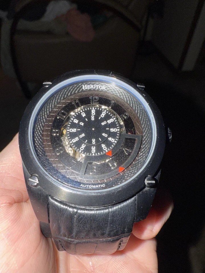 Heritor Automatic Daniels Semi-Skeleton Black Leather-Band Watch HERHR7407-Black - Image 2 of 4